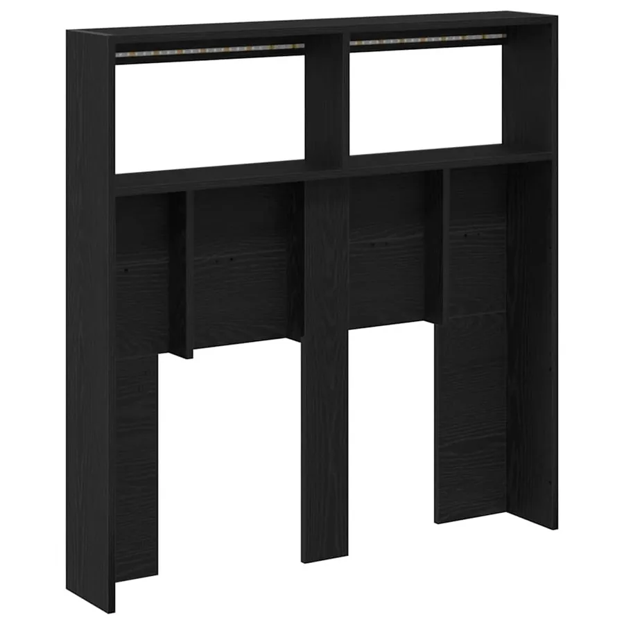 Armoire tête de lit avec LED chêne noir 100x17x102 cm - 9