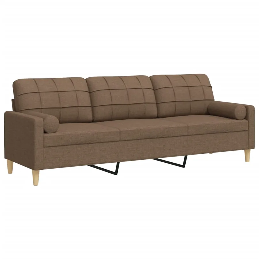 Canapé 3 places avec oreillers décoratifs marron 210 cm tissu - 2