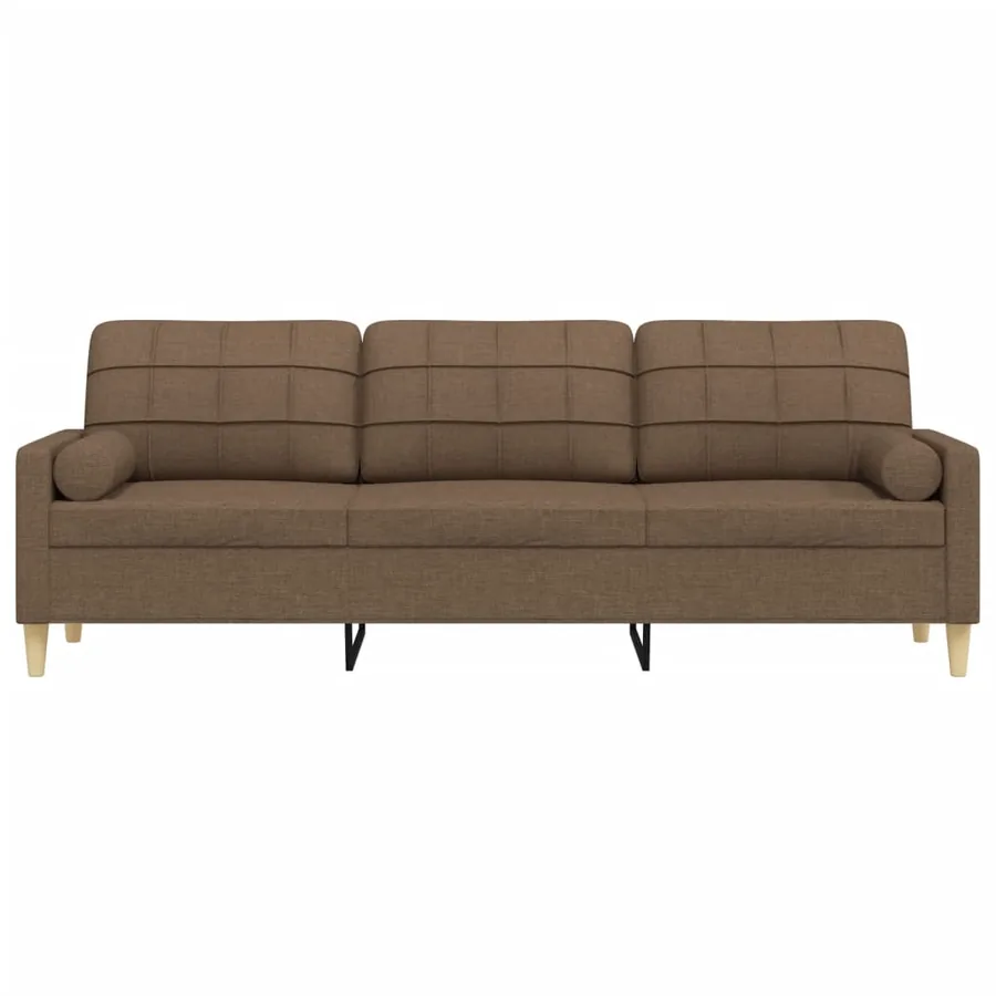Canapé 3 places avec oreillers décoratifs marron 210 cm tissu - 3