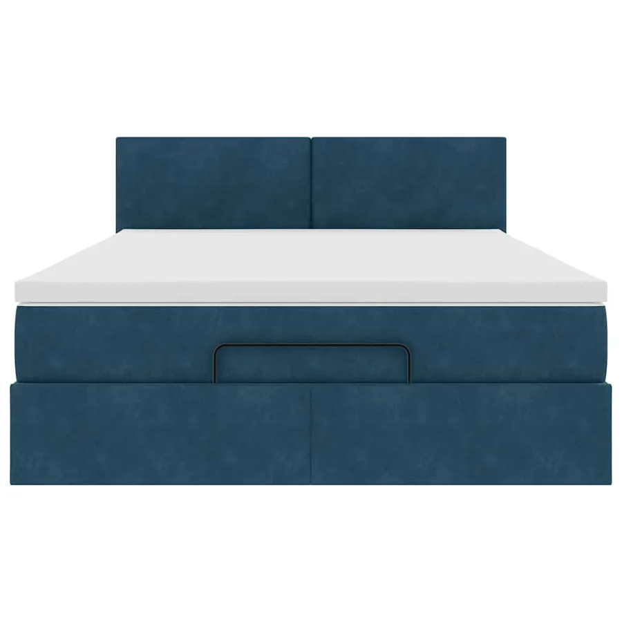 Cadre de lit ottoman avec matelas bleu foncé 140x190 cm velours - 6