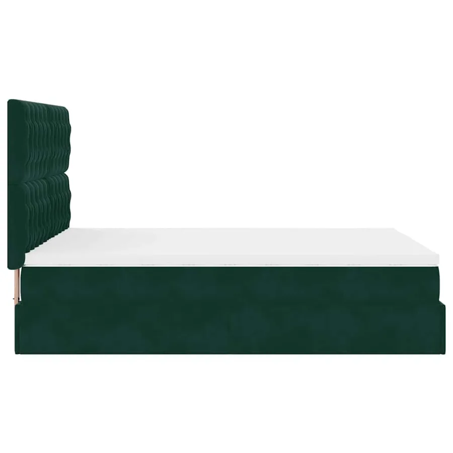 Cadre de lit ottoman avec matelas vert foncé 140x190 cm velours - 9