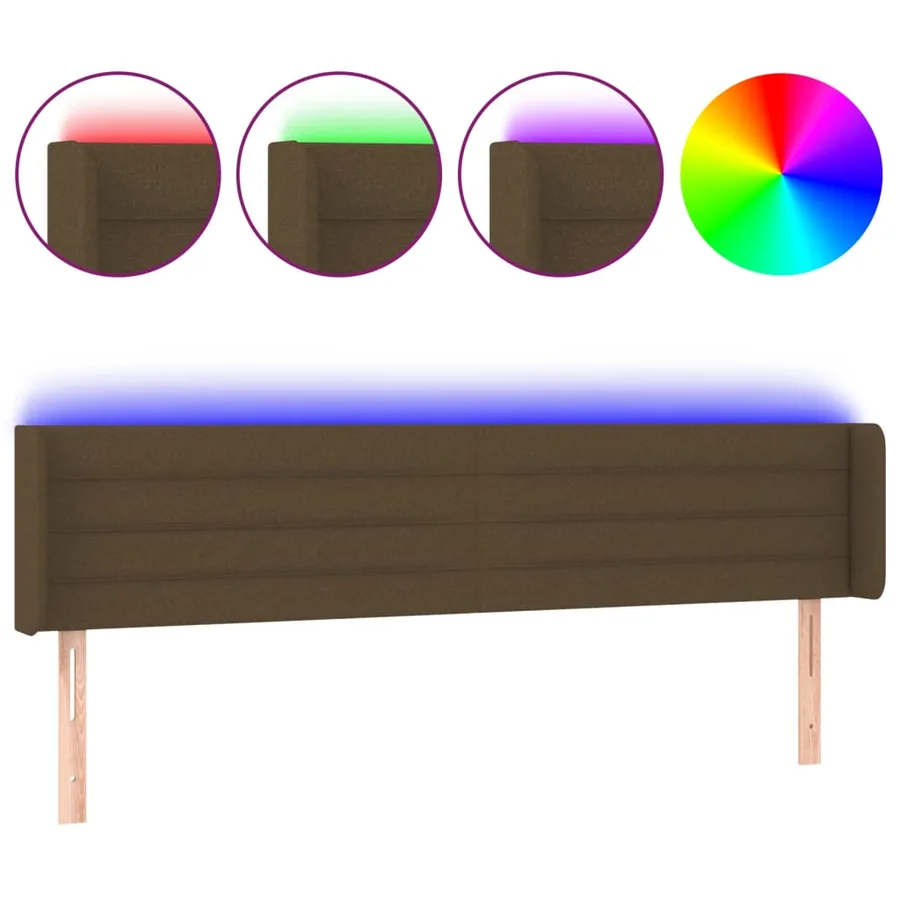 Tête de lit à LED Marron foncé 183x16x78/88 cm Tissu - 2
