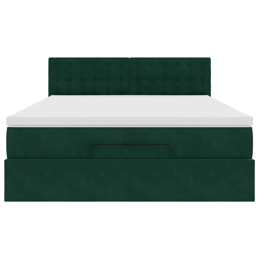 Cadre de lit ottoman avec matelas vert foncé 140x190 cm velours - 9