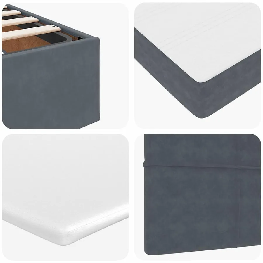 Cadre de lit ottoman avec matelas gris foncé 140x190 cm velours - 14