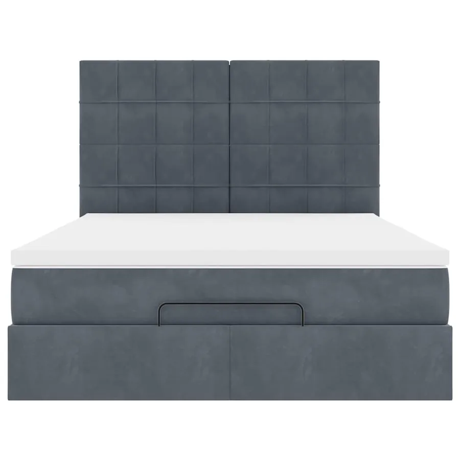 Cadre de lit ottoman avec matelas gris foncé 140x190 cm velours - 7