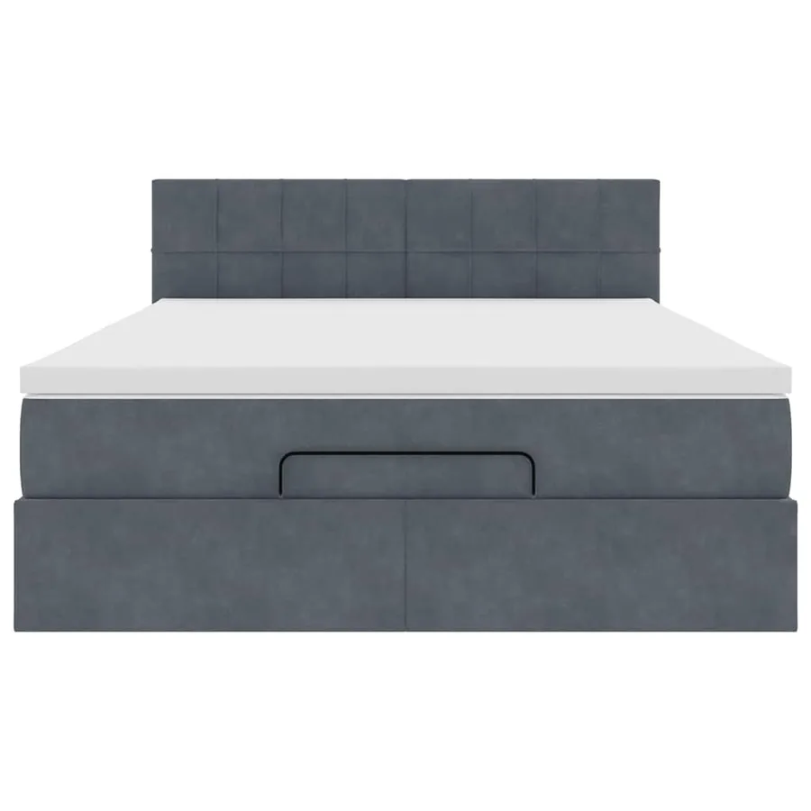 Cadre de lit ottoman avec matelas gris foncé 140x190 cm velours - 6
