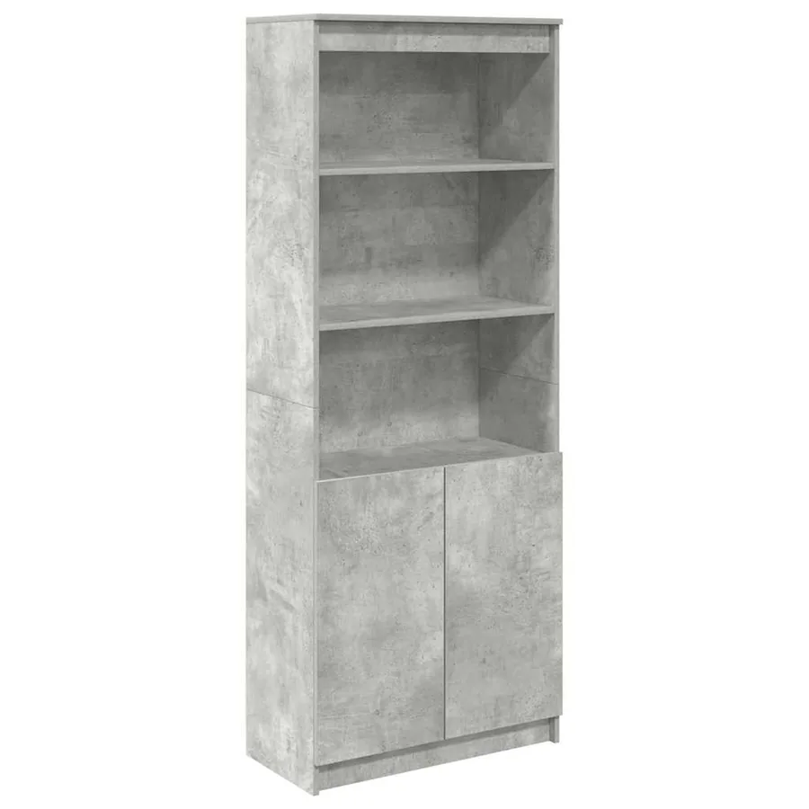 Buffet haut gris béton 70x35x180 cm bois d'ingénierie - 2
