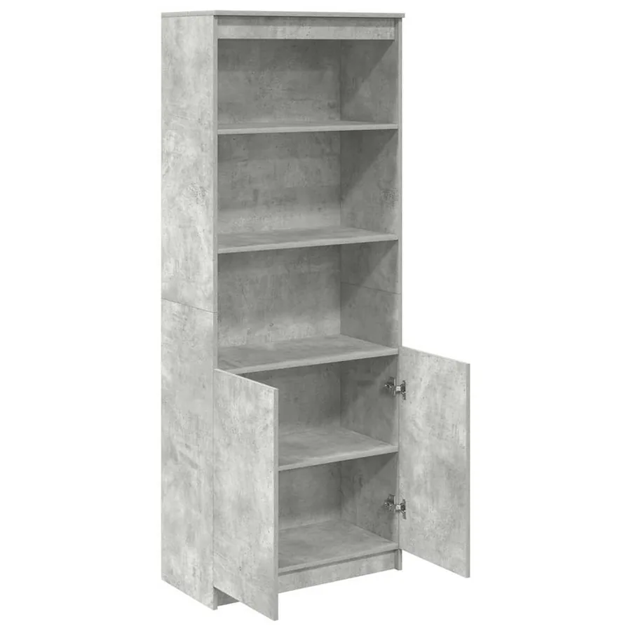 Buffet haut gris béton 70x35x180 cm bois d'ingénierie - 5