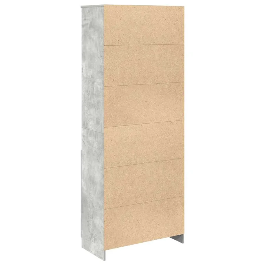 Buffet haut gris béton 70x35x180 cm bois d'ingénierie - 8