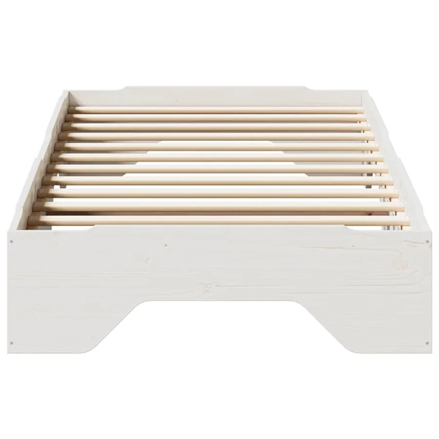 Cadre de lit sans matelas empilable blanc 90x190 cm bois massif - 5