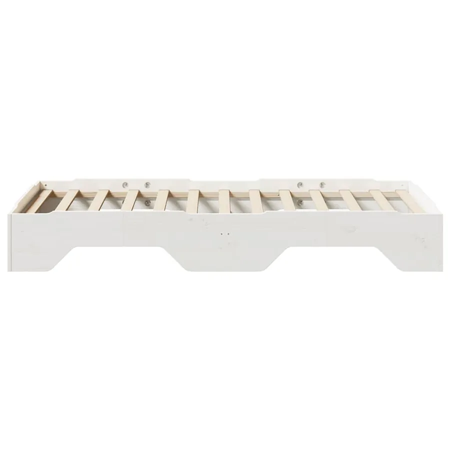Cadre de lit sans matelas empilable blanc 90x190 cm bois massif - 6