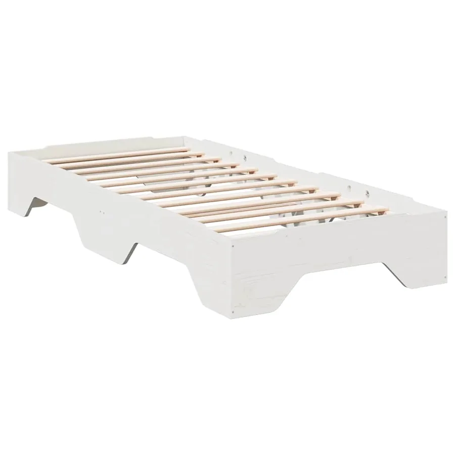 Cadre de lit sans matelas empilable blanc 90x190 cm bois massif - 7