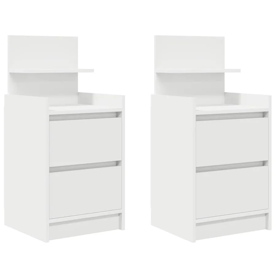 Tables de chevet avec 2 tiroirs 2 pcs blanc 38x34x80 cm - 2