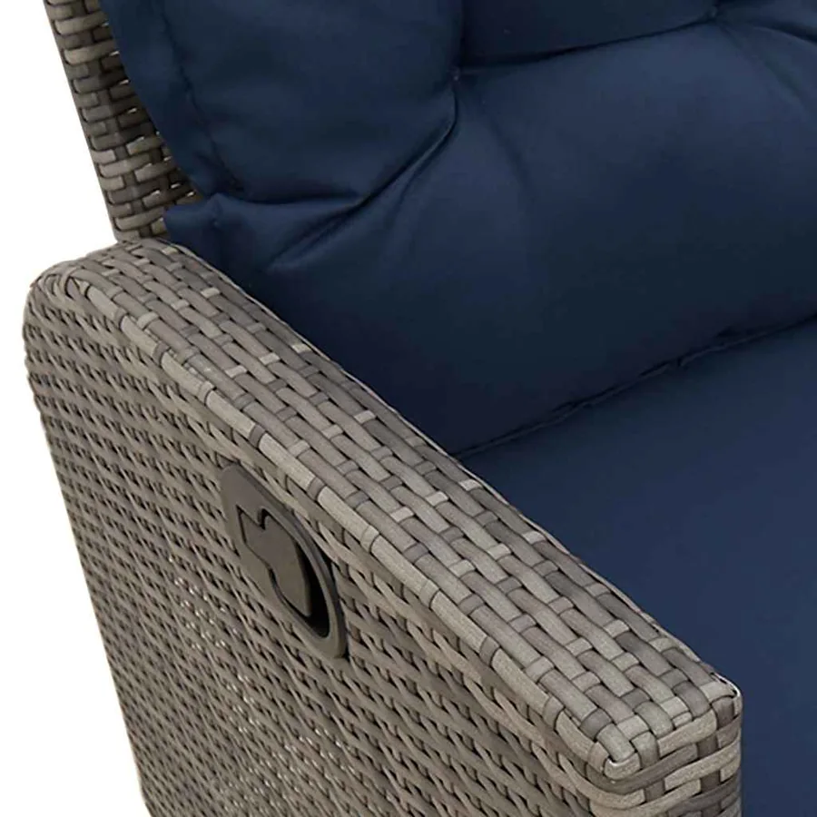 Canapé de jardin inclinable coussins forme de L gris polyrotin - 12