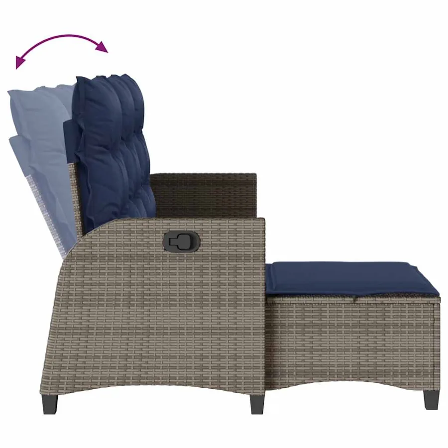 Canapé de jardin inclinable coussins forme de L gris polyrotin - 8