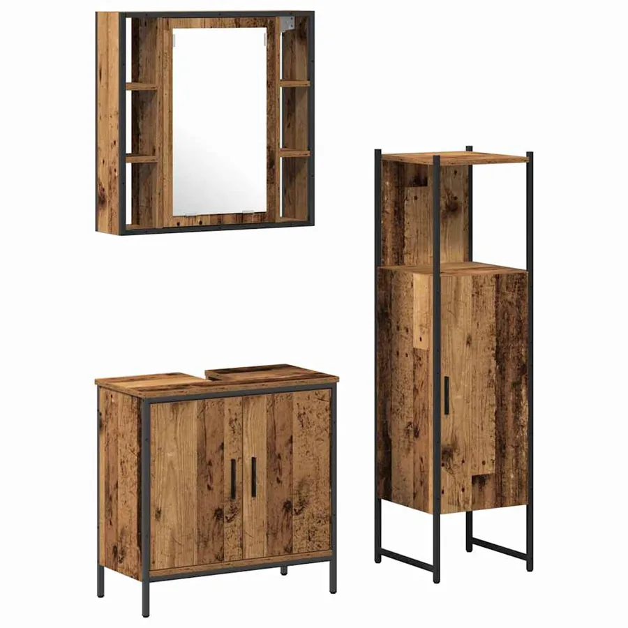 Ensemble de mobilier de salle de bain avec étagère 3 pcs Marron - 2
