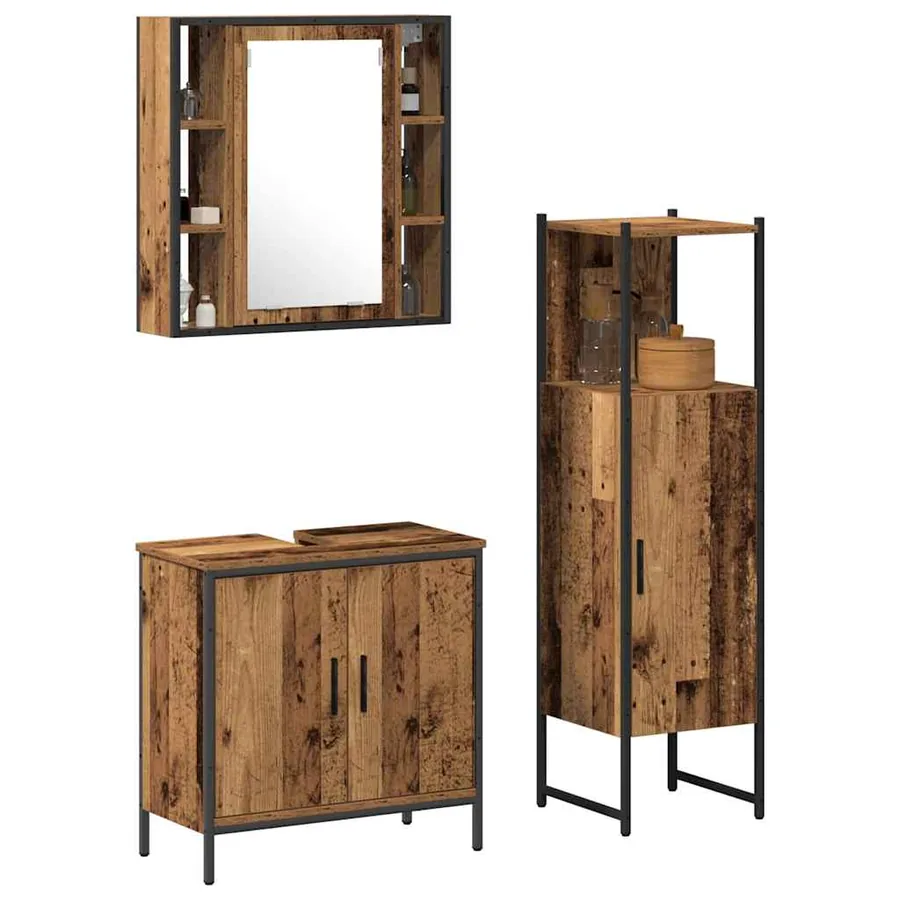 Ensemble de mobilier de salle de bain avec étagère 3 pcs Marron - 3