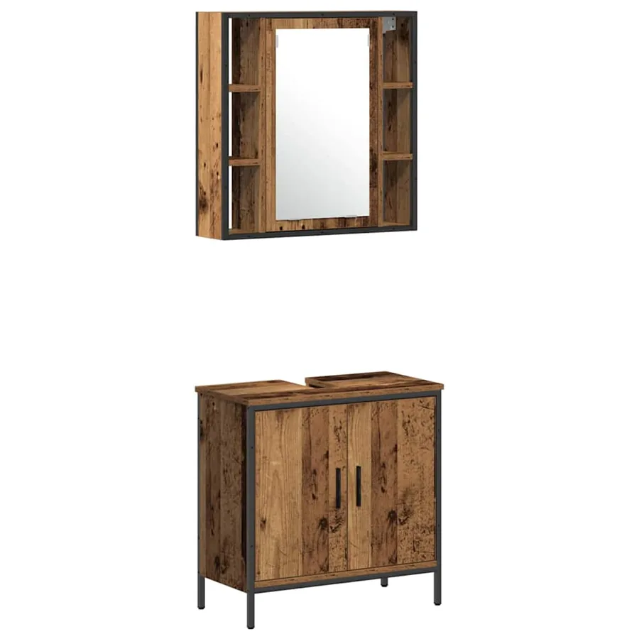 Ensemble de mobilier de salle de bain avec étagère 3 pcs Marron - 6
