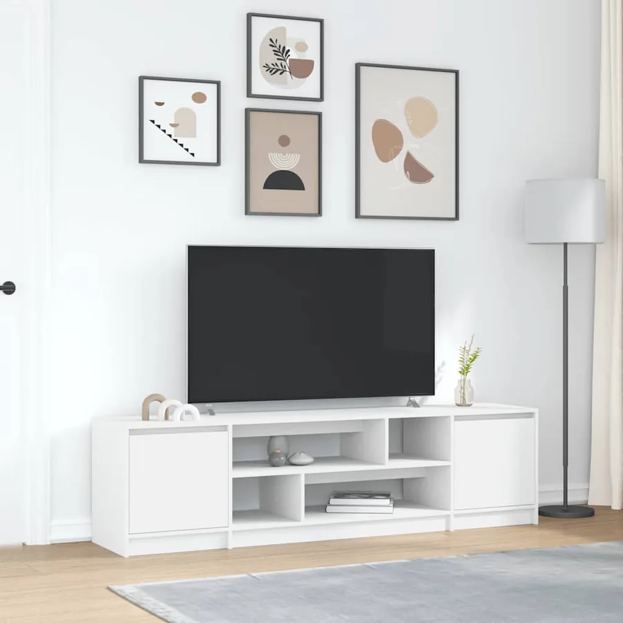 Meuble TV blanc 188,5x41x50 cm bois d'ingénierie