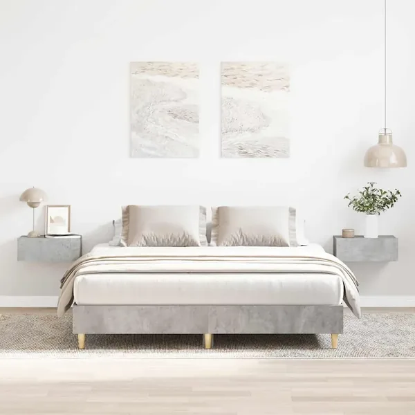 Cadre de lit sans matelas gris béton 150x200 cm bois ingénierie