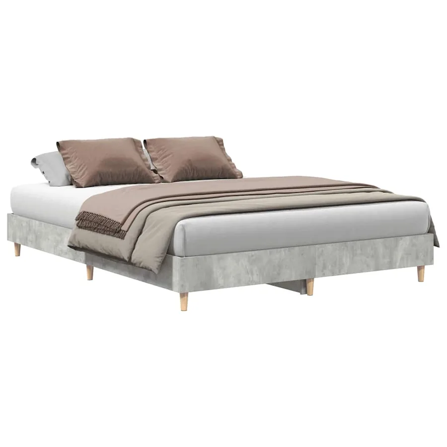 Cadre de lit sans matelas gris béton 150x200 cm bois ingénierie - 2