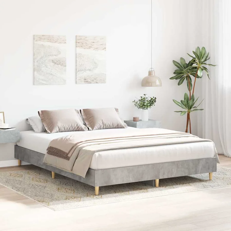 Cadre de lit sans matelas gris béton 150x200 cm bois ingénierie - 3