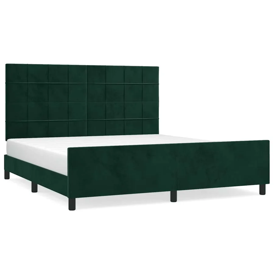 Cadre de lit sans matelas vert foncé 160x200 cm velours - 2