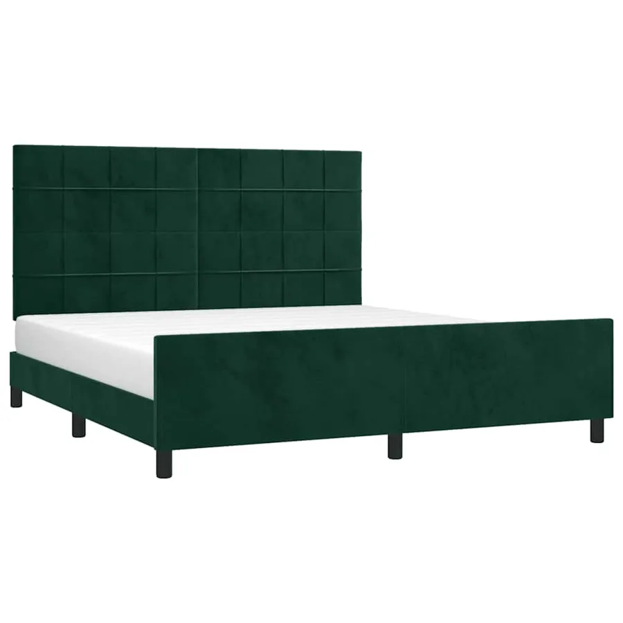 Cadre de lit sans matelas vert foncé 160x200 cm velours - 3