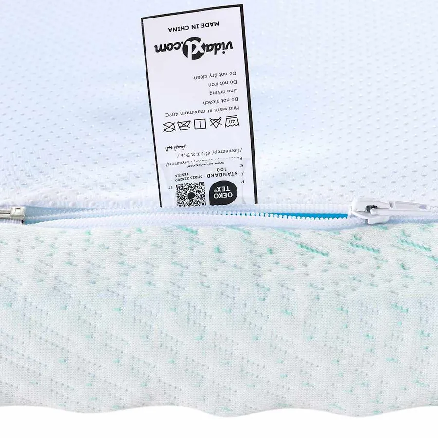 Surmatelas Blanc et vert 200 x 200 cm Tissu Jacquard - 9