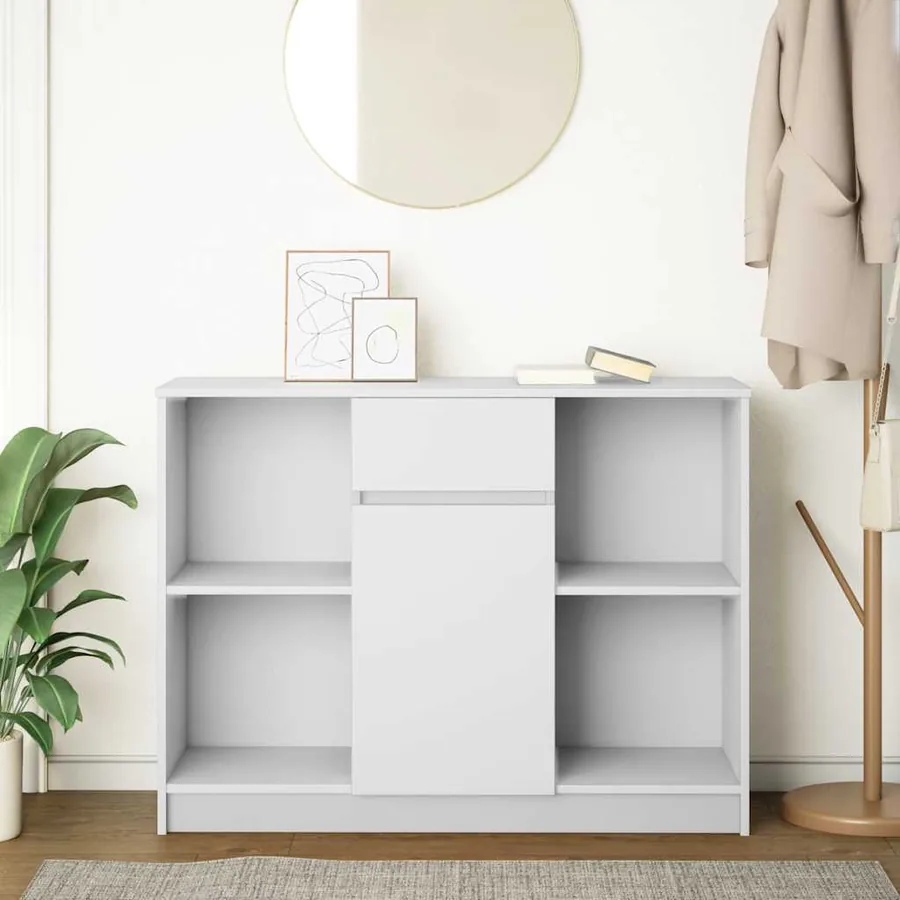 Buffet avec tiroir blanc 101x35x76 cm bois d'ingénierie - 3