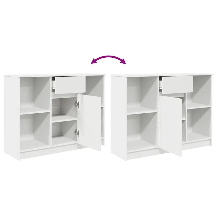 Buffet avec tiroir blanc 101x35x76 cm bois d'ingénierie - 9