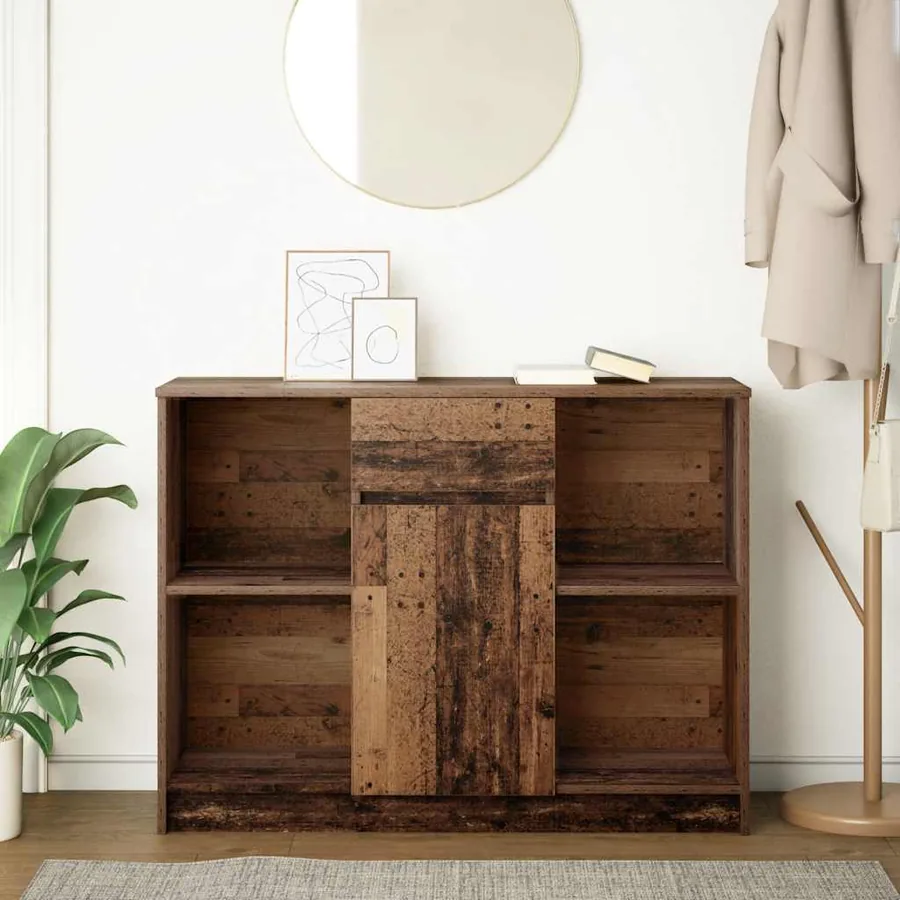 Buffet avec tiroir vieux bois 101x35x76 cm bois d'ingénierie - 3