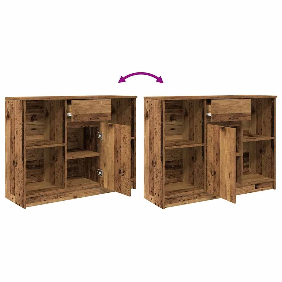 Buffet avec tiroir vieux bois 101x35x76 cm bois d'ingénierie - 9