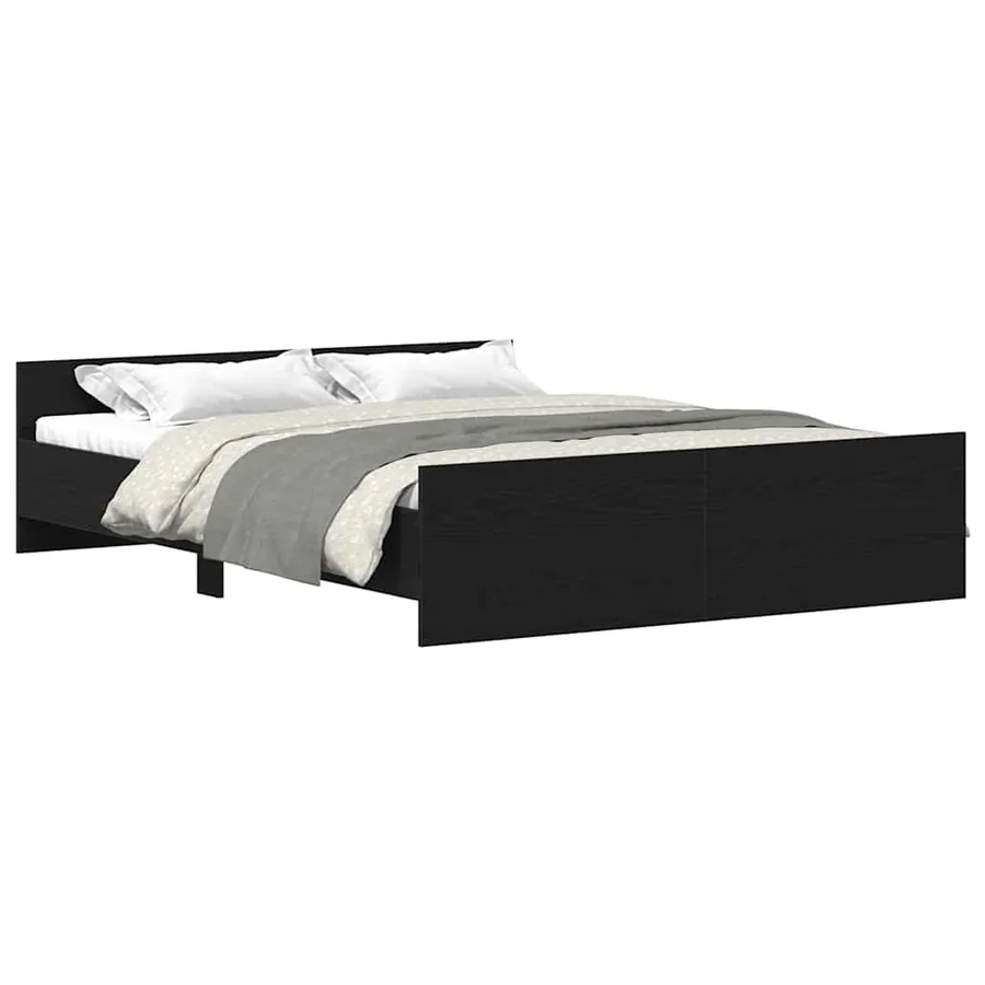 Cadre de lit sans matelas en chêne noir 150x200 cm bois d'ingénierie - 4