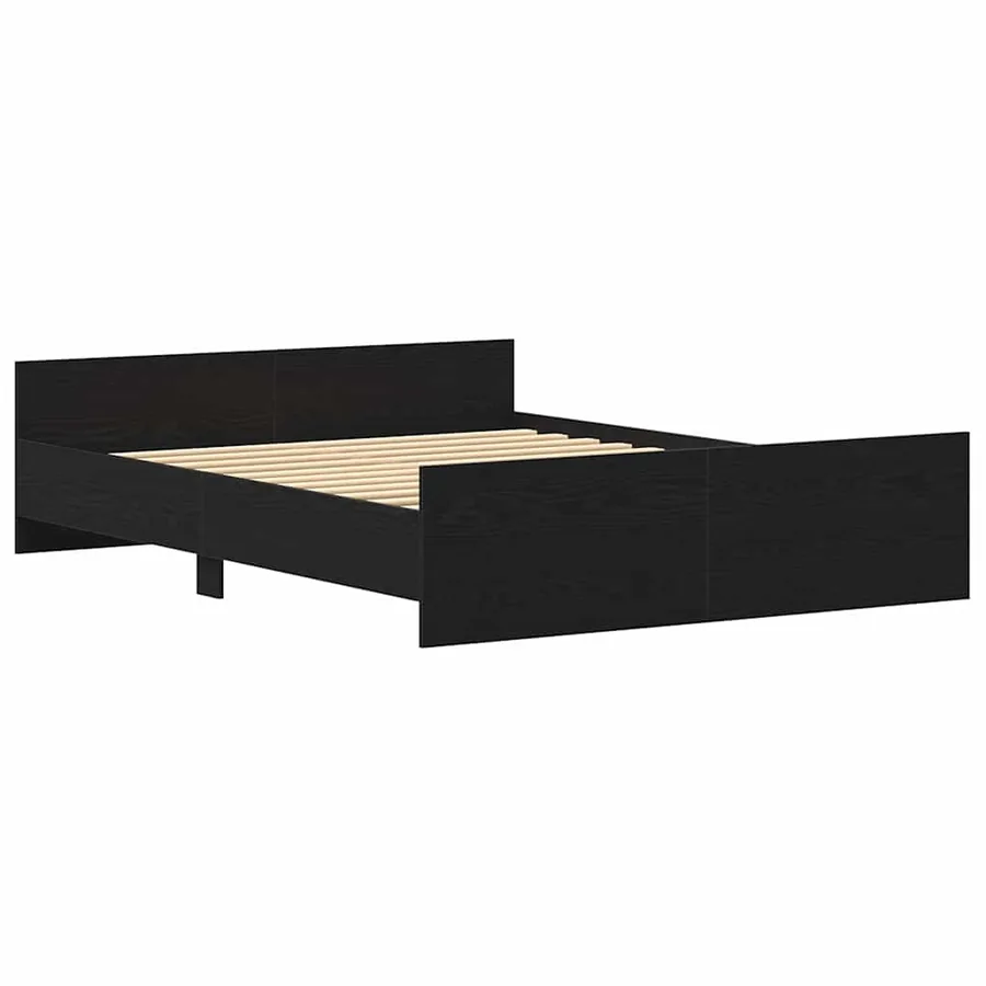 Cadre de lit sans matelas en chêne noir 150x200 cm bois d'ingénierie - 5