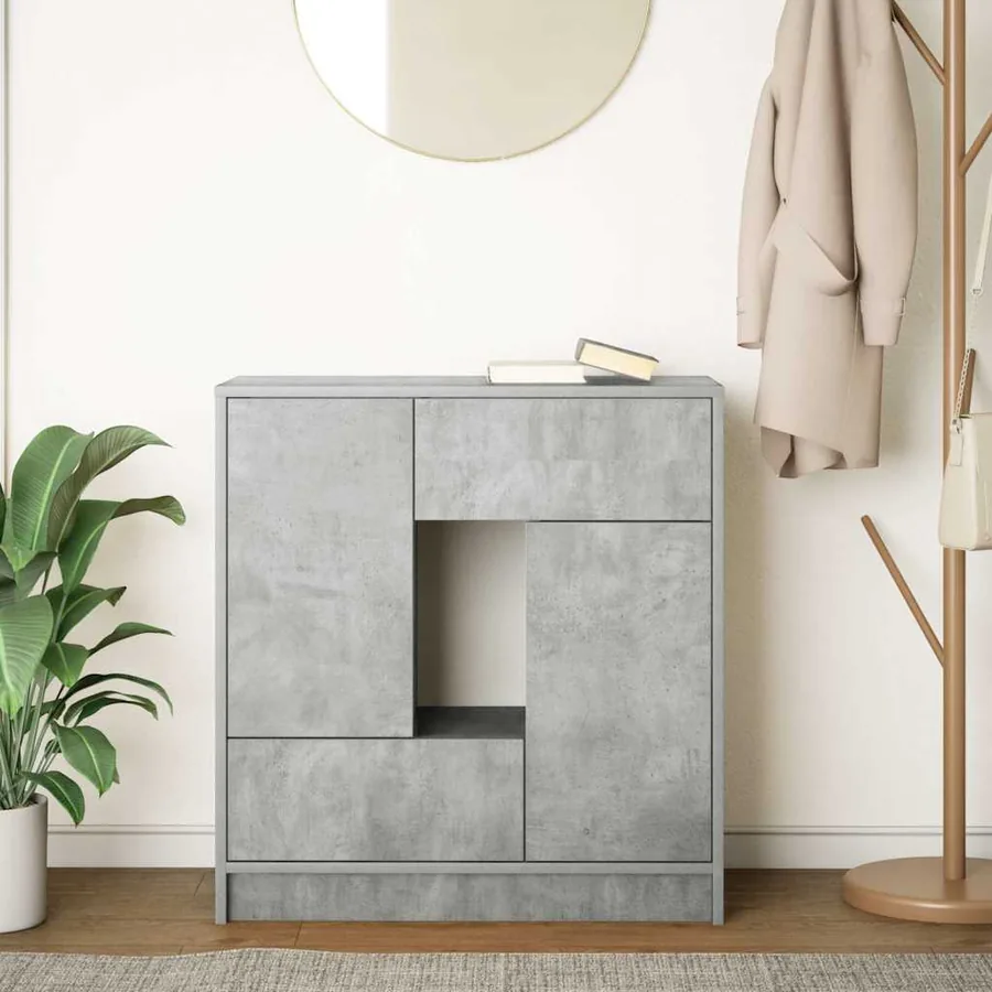 Buffet avec tiroirs et portes gris béton 70,5x34x74,5 cm - 3