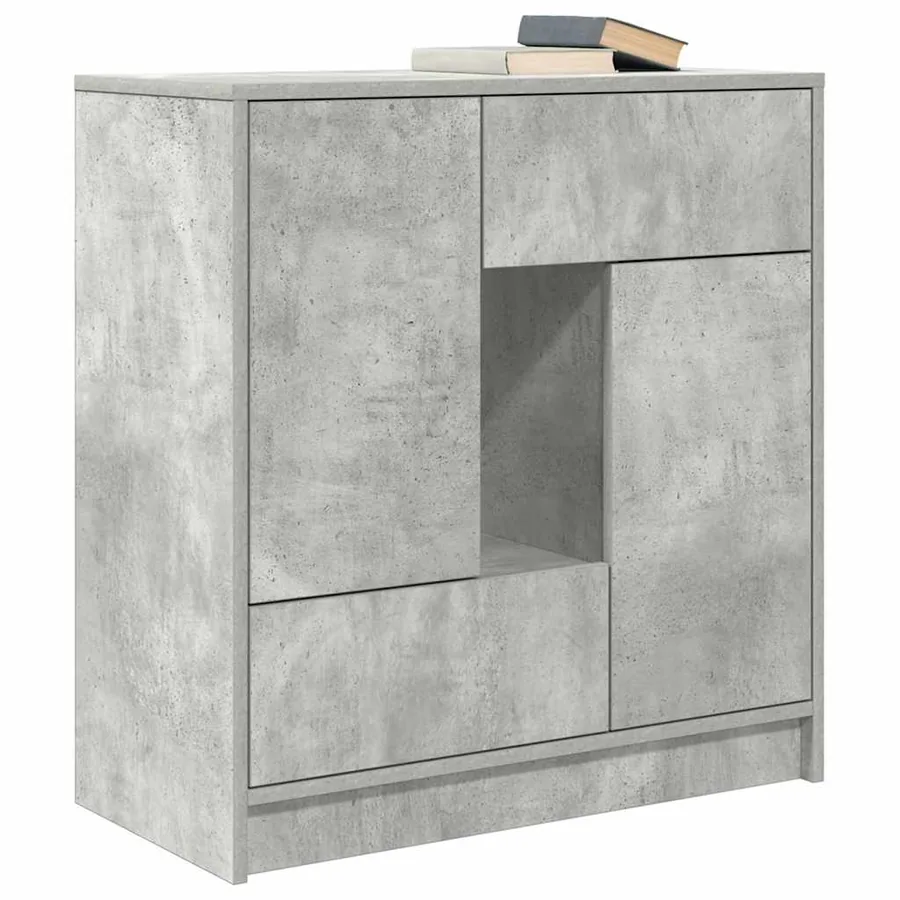 Buffet avec tiroirs et portes gris béton 70,5x34x74,5 cm - 4