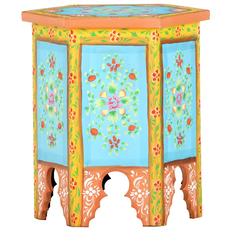 Table d'appoint peinte à la main multicolore 38x33x42 cm - 4