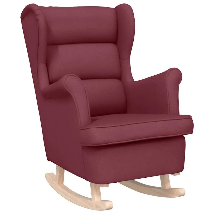 Chaise à bascule rouge bordeaux 74x90x102 cm tissu - 2