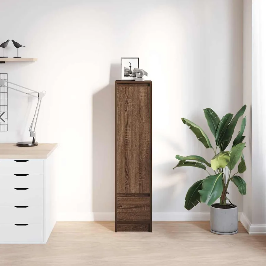 Buffet haut chêne marron 29,5x34x119,5 cm bois d'ingénierie - 3