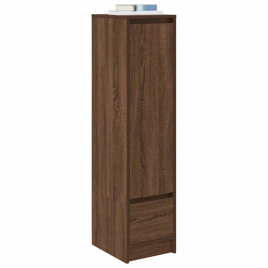 Buffet haut chêne marron 29,5x34x119,5 cm bois d'ingénierie - 4