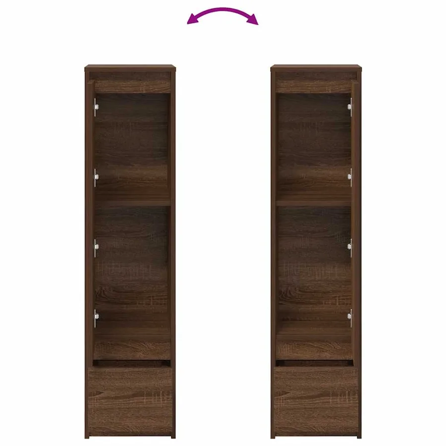 Buffet haut chêne marron 29,5x34x119,5 cm bois d'ingénierie - 9