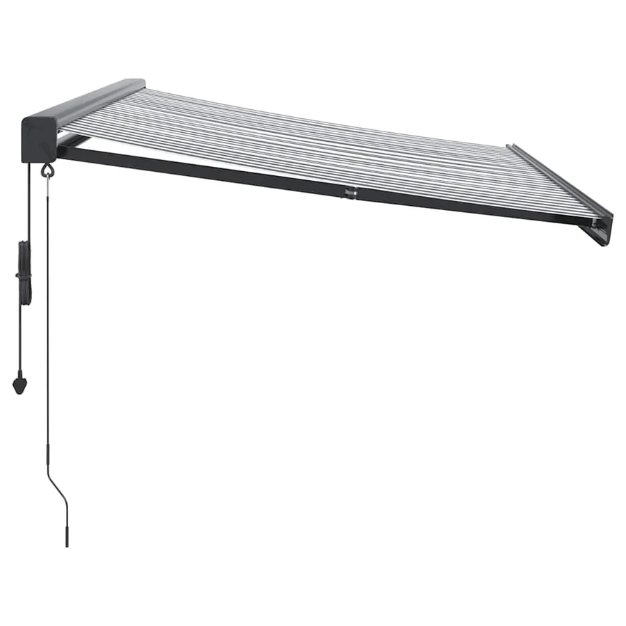 Auvent rétractable anthracite et blanc 3,5x2,5m tissu/aluminium - 4