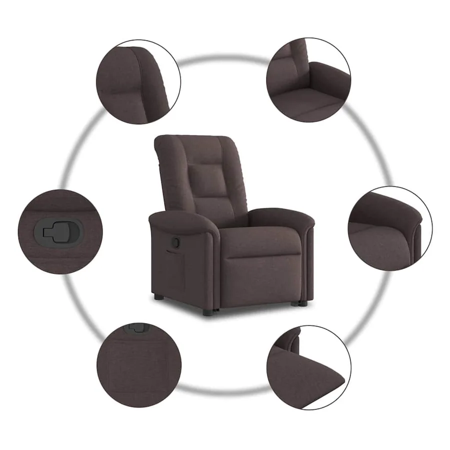 Fauteuil inclinable marron foncé tissu - 10