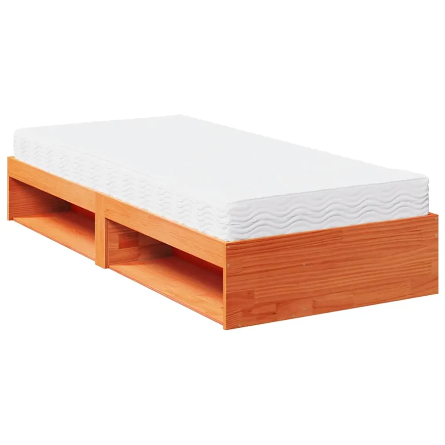 Lit de jour avec matelas cire marron 80x200 cm bois pin massif - 5