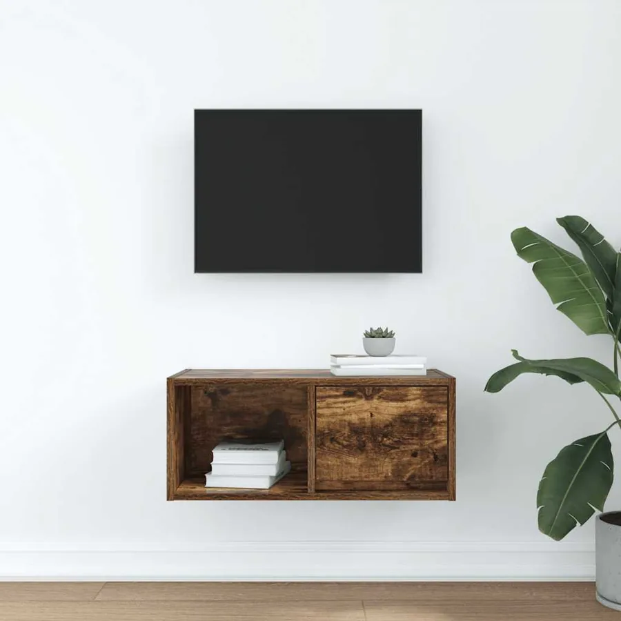 Meuble TV chêne fumé 60x31x25,5 cm bois d'ingénierie - 3