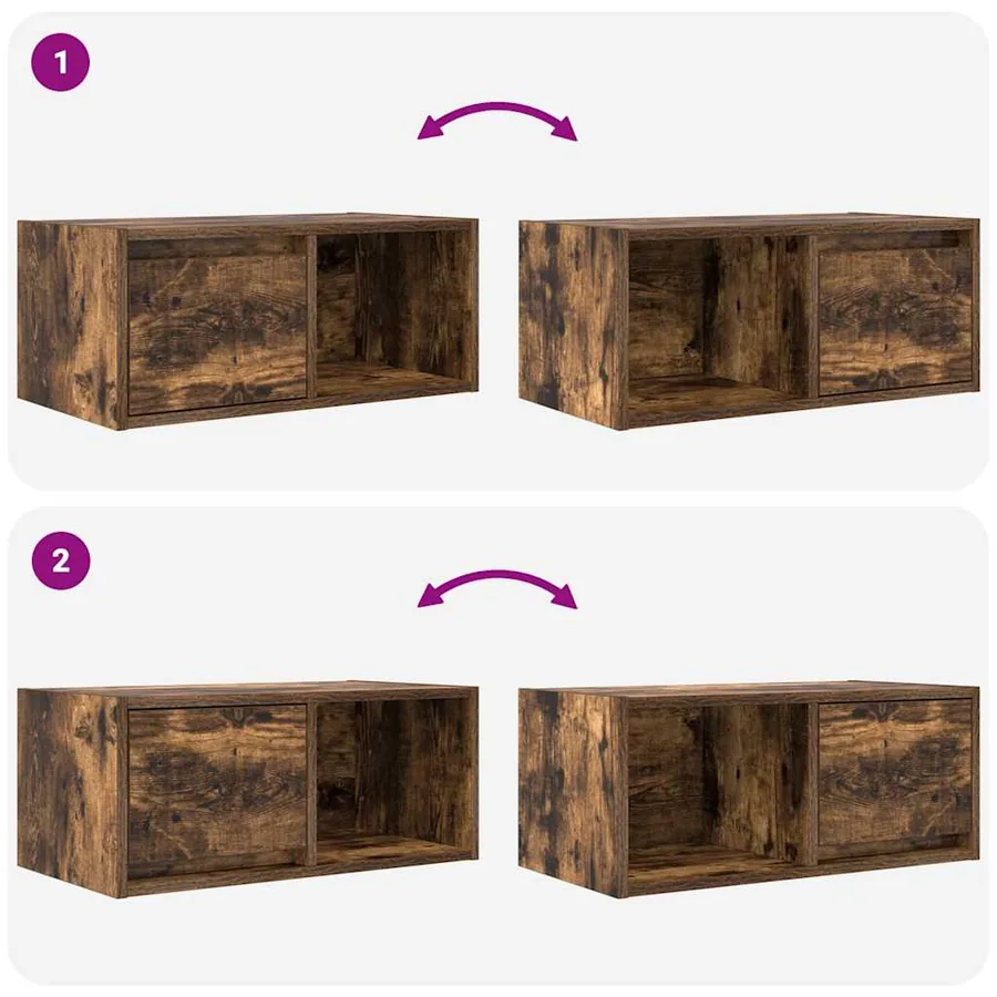 Meuble TV chêne fumé 60x31x25,5 cm bois d'ingénierie - 9