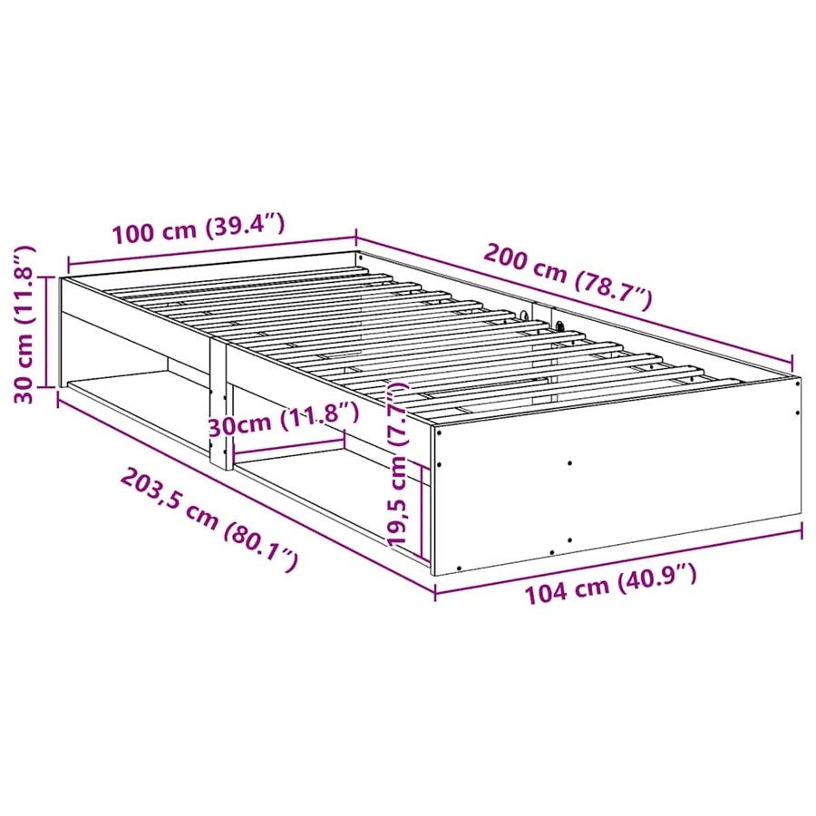 Lit de jour sans matelas cire marron 100x200 cm pin massif - 11