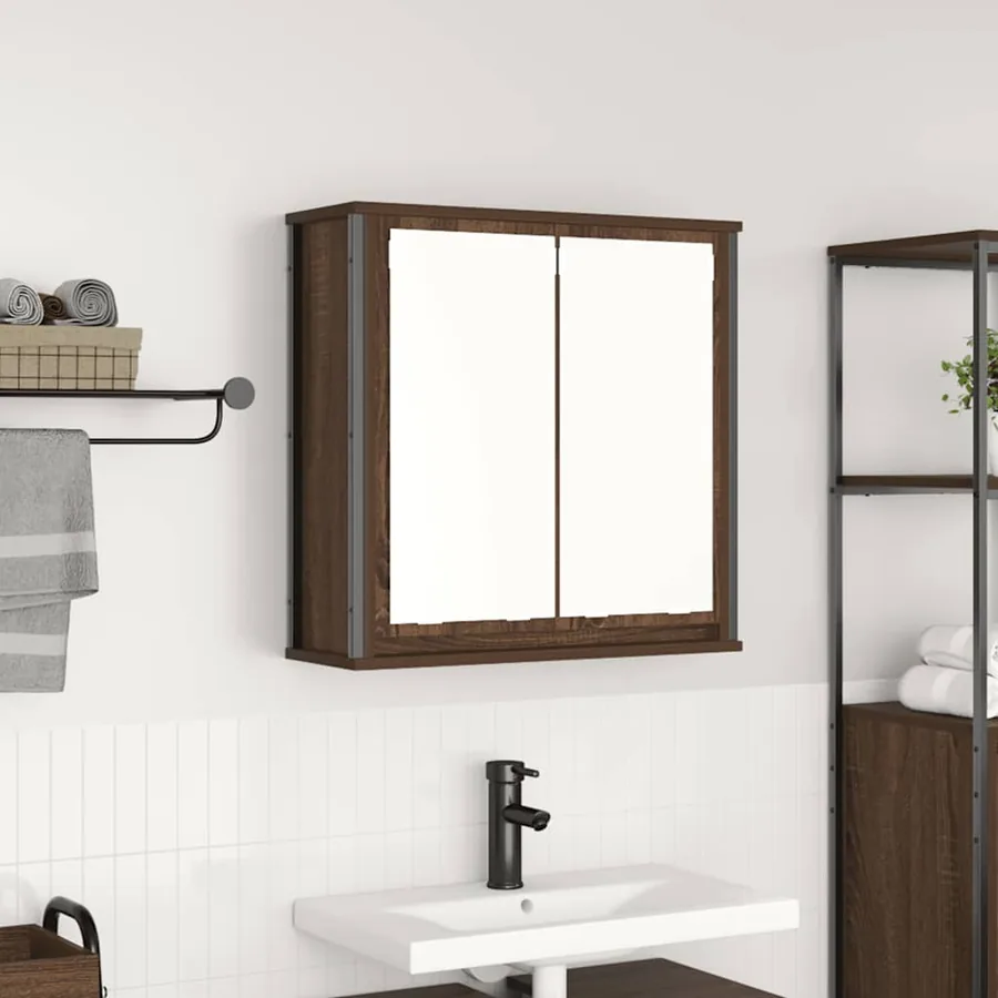 Armoire murale de salle de bain miroir chêne marron 60x21x60 cm