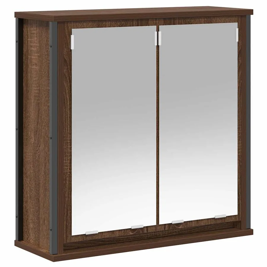 Armoire murale de salle de bain miroir chêne marron 60x21x60 cm - 2